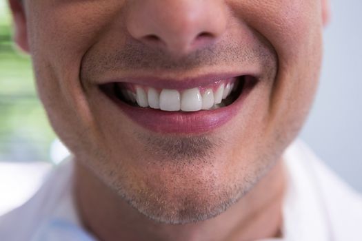 Closeup of man smiling at dentist office