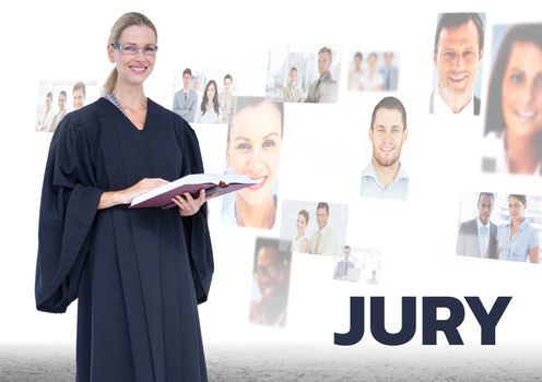 Digital composite of Judge in front of Jury people