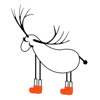 Stylized deer on a white background isolated. Element for creating design cards and posters. Reindeer. An animal with horns. Cute character.