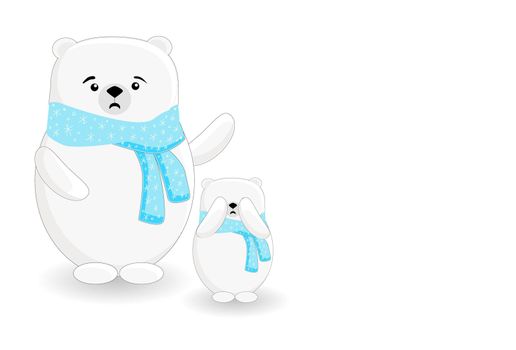 Northern bears. Animal parents. Cartoon characters isolated on a white background.