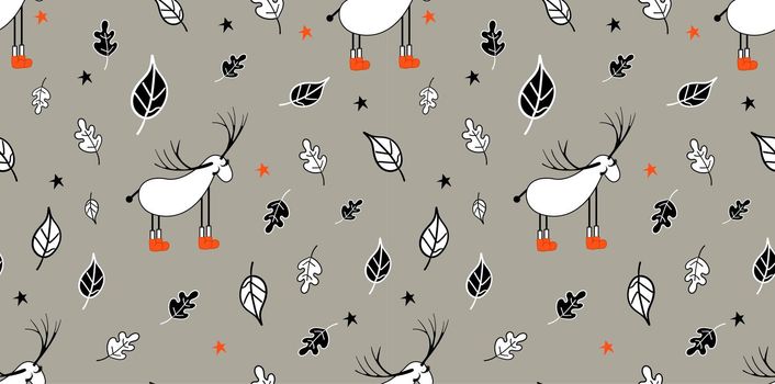 Set of Scandinavian trend seamless winter pattern. Minimalistic xmas seamless pattern perfect for wallpaper, textile cotton print, bed linen, holiday package or wrapping paper.