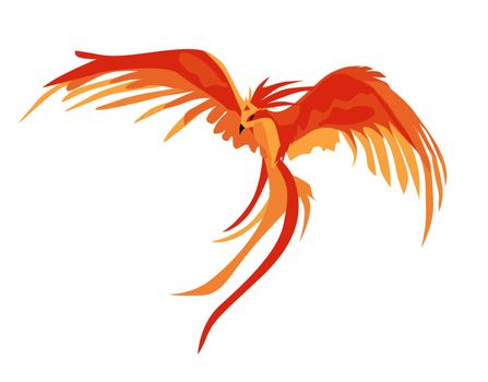 Phoenix. The magic phoenix. Harry Potter. Professor Dumbledore s Bird. illustration isolated on a white background. Fiery animal.