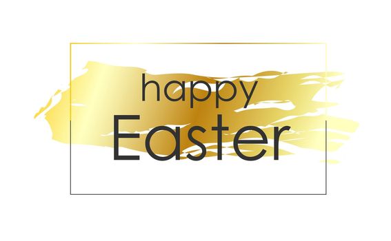 Elegant trendy inscription Happy Easter on a gold background. illustration isolated on white. Easter banner for magazine or promotion.