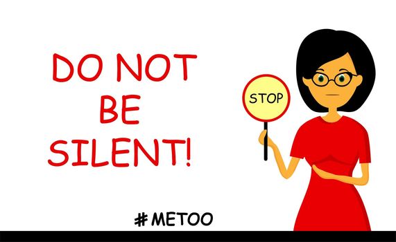 Women against violence. Harassment Time to talk. Me too. The hashtag of the social movement. Against men.