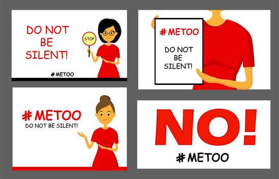 Concept against sexual violence and harassment. Public Movement Metoo. Hashtag. Feminism. illustration isolated on a white background.