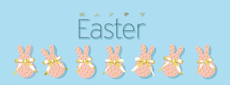 Happy Easter greeting card, poster, with cute, sweet bunny