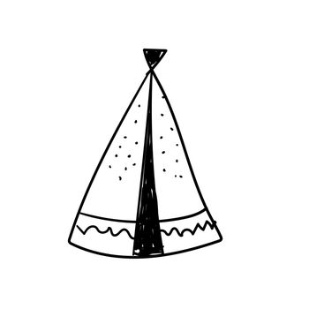 wigwam isolated on a white background. Tent Eskimos. Camping housing.