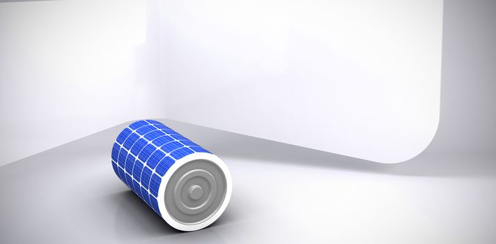 Vector image of 3d solar battery against abstract room