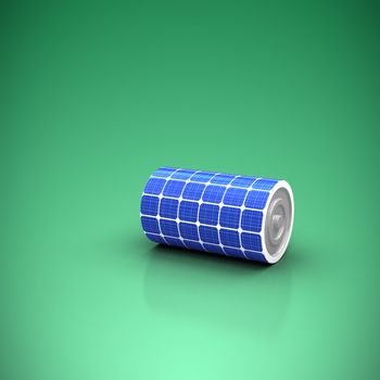 3d image of solar power battery against green vignette