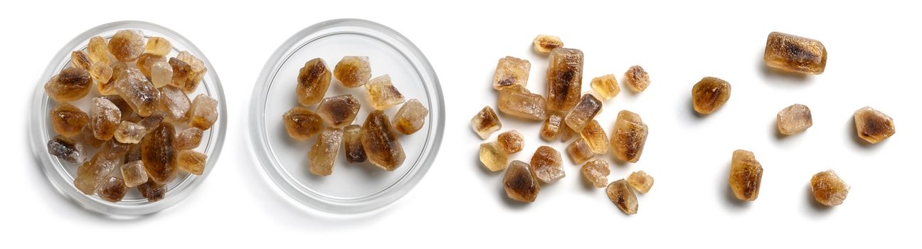 Set of caramel sugar on a white background.