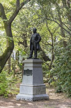 Sculpture of Shibusawa Eiichi in the Shibusawa Museum of Asukayama park in the Kita district of Tokyo, Japan. It is part of one of the three museums of Asukayama Park and was built in 1925.