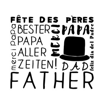 Word happy fathers day on white background