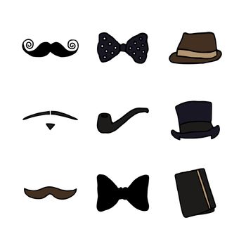 Vector image of fathers belongings against white background