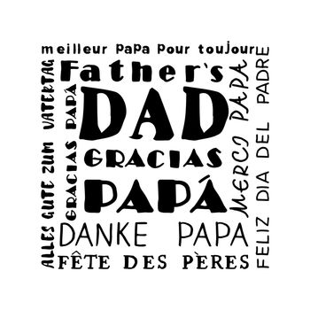 Word happy fathers day on white background