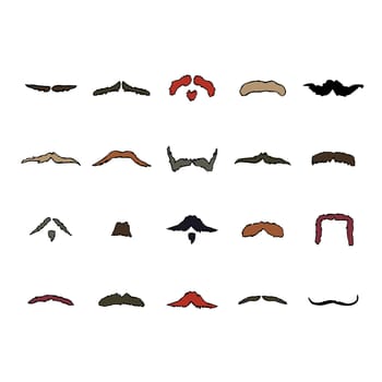 Vector set of various moustaches against white background