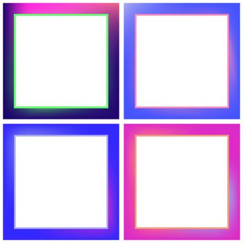 Vector icon set for neon frames against white background