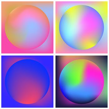 Vector icon set of neon sphere against white background