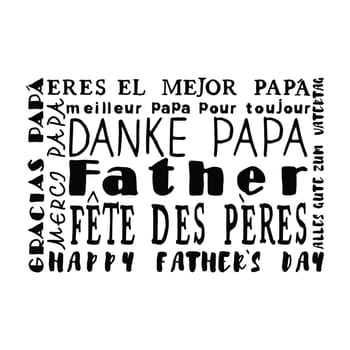 Greeting card with fathers day message against white background
