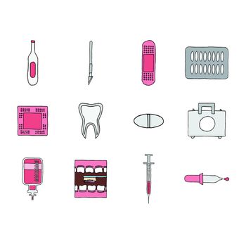 Vector image of various medical equipment