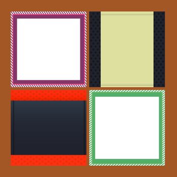 Vector icon set of frame against orange background