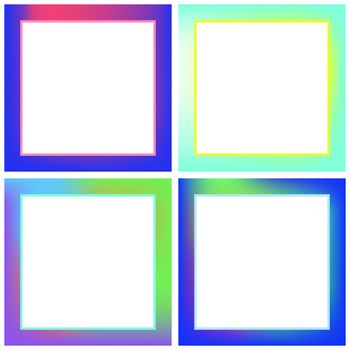 Vector icon set for neon frames against white background