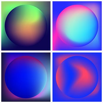 Vector icon set of neon sphere against white background