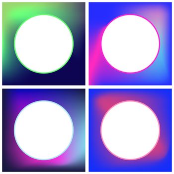 Vector icon set of neon sphere against white background