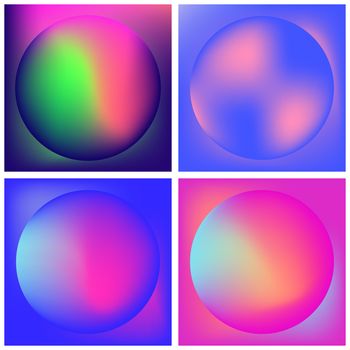 Vector icon set of neon sphere against white background