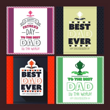 Greeting card with fathers day message against colored background