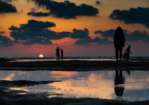 Dramatic colors of sea and sky in mediterranean beach