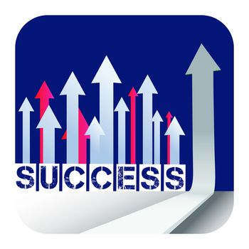 Vector icon of arrow with success text against white background