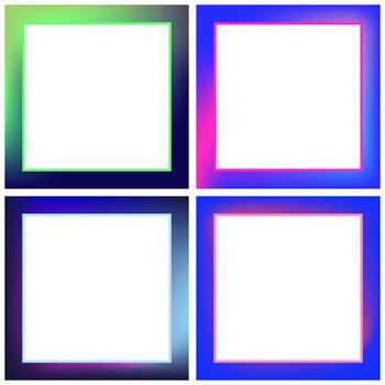 Vector icon set for neon frames against white background