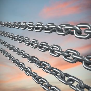 3d image of metal chains  against full frame shot of sky