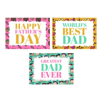 Vector set of greeting card of fathers day on white background