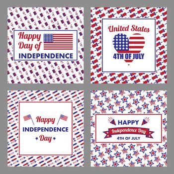 Vector set of 4th July with happy independence day text