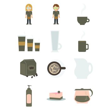 Vector icons of waiter and waitress against white background