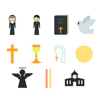 Vector set of christainity icon on white background