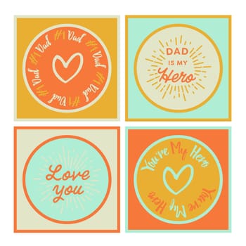 Vector set of greeting card of fathers day on white background