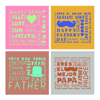 Vector set of greeting card of fathers day on white background