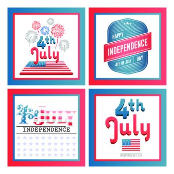 Vector set of independence day celebration against white background