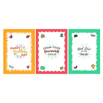 Vector set of greeting card of fathers day on white background