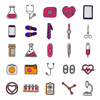 Vector set of medical icons against white background