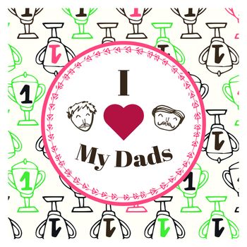 Vector of greeting card with fathers day message against white background