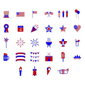 Independence day flat color icons against white background