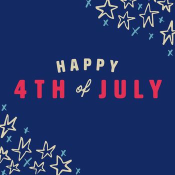 Vector of greeting card with fourth of july message