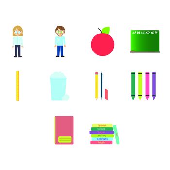 Vector of set of school icon on white background