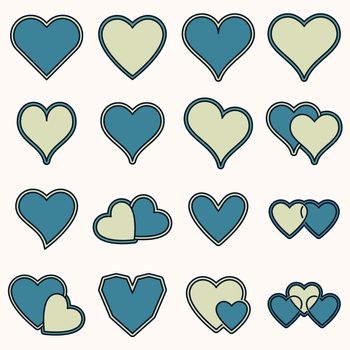 Various heart shape icons against white background
