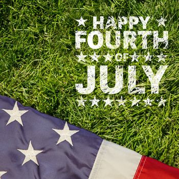 Happy fourth of july against grass background