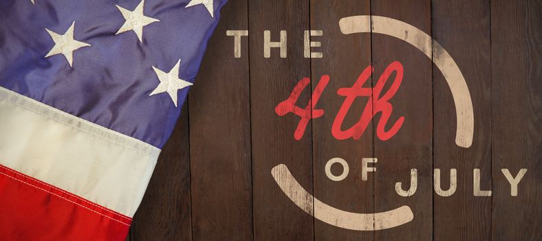 Colorful happy 4th of july text against white background against wood panelling
