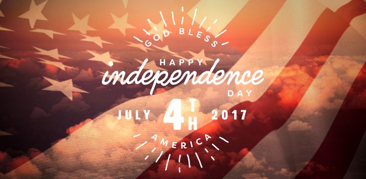 Digitally generated image of happy 4th of july text against full frame image of cloudy sky